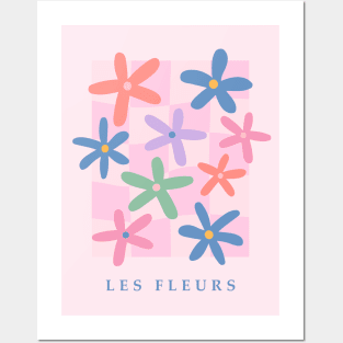 Les fleurs, Flower market, Y2K decor, Checkerboard, Cute flowers, Indie decor, Danish pastel Posters and Art